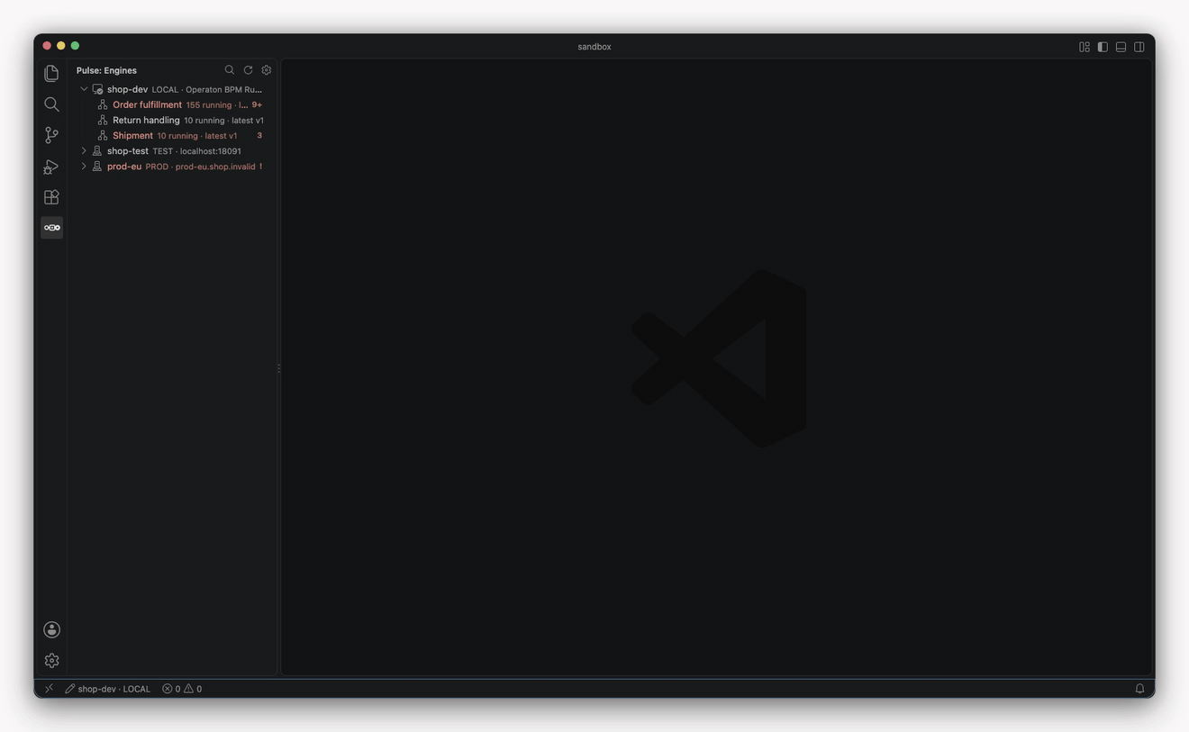 Pulse in VS Code: from the engine to an instance with an incident, the variable fixed and the retry that clears it